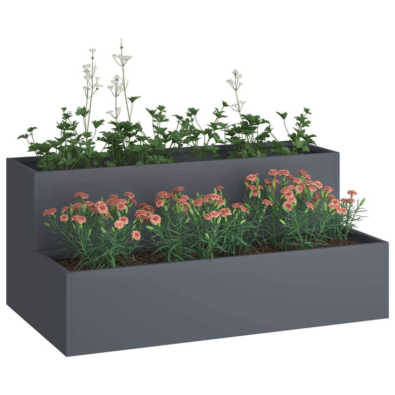 ギャラリービューアに画像をロードする, Vidaxl tuin bloempot antraciet 100 x 60 x 45 cm koudgewalst staal
