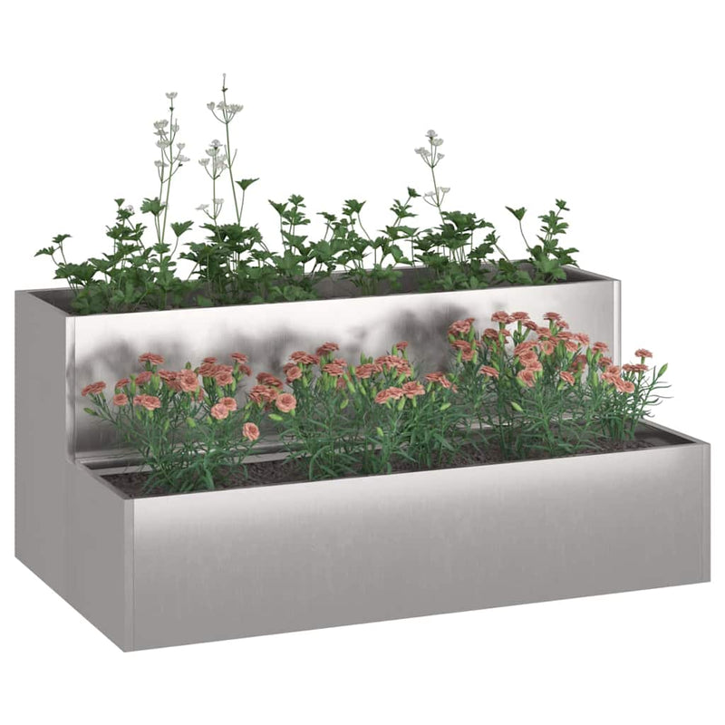 Afbeelding laden in galerijviewer, Vidaxl tuin bloempot zilver 100 x 60 x 45 cm roestvrij staal
