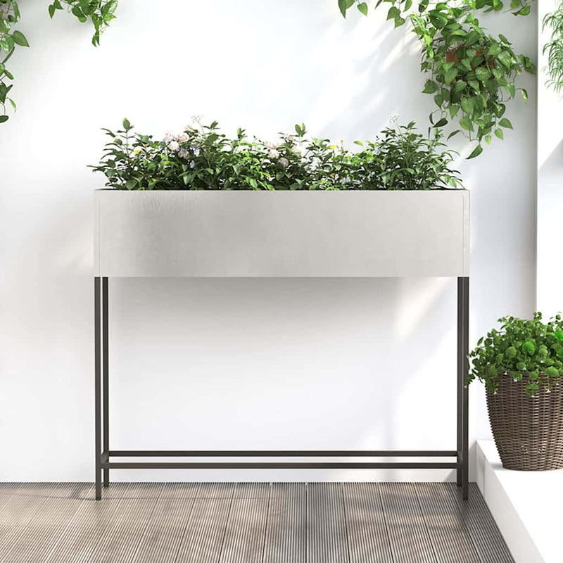 Afbeelding laden in galerijviewer, Vidaxl verhoogde tuin plantbak zilver 100 x 26 x 82 cm roestvrij staal
