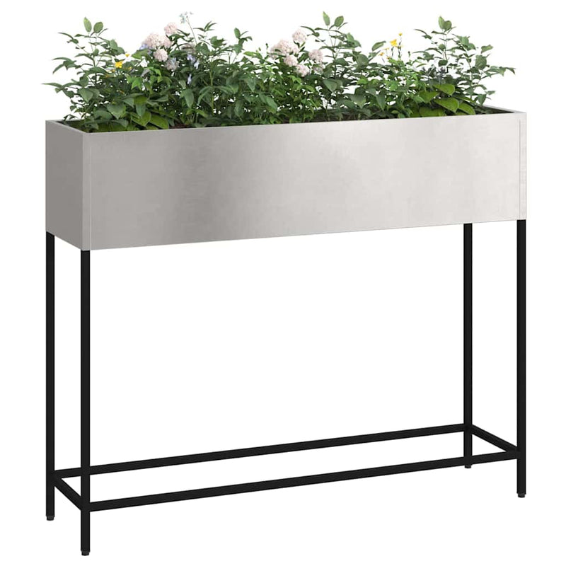 Afbeelding laden in galerijviewer, Vidaxl verhoogde tuin plantbak zilver 100 x 26 x 82 cm roestvrij staal
