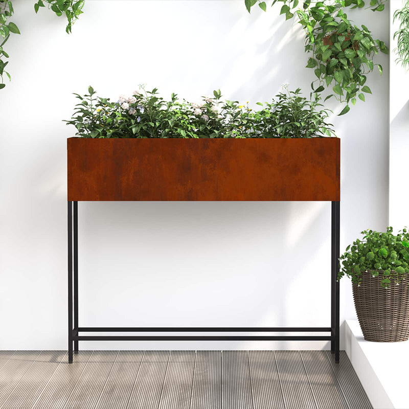 Chargez l'image dans la visionneuse de la galerie, Vidaxl verhoogde tuin plantbak roestig 100 x 26 x 82 cm cortenstaal
