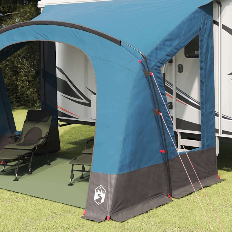 Afbeelding laden in galerijviewer, Vidaxl caravan tent met dak met opslag blauw 252 x 245 x 245 cm
