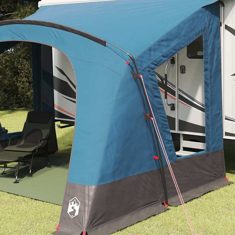 Chargez l'image dans la visionneuse de la galerie, Vidaxl caravan tent met dak met opslag blauw 410 x 275 x 245 cm
