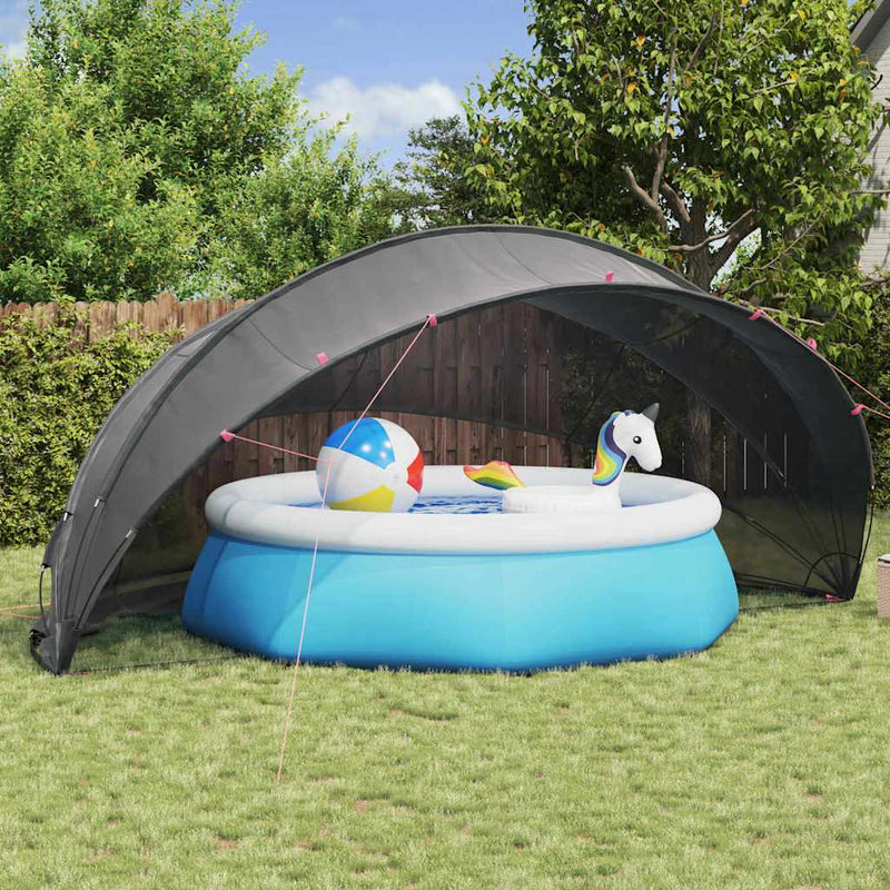 Afbeelding laden in galerijviewer, Vidaxl pooldome zwart 546 x 516 x 250 cm 185t polyester met pu-coating
