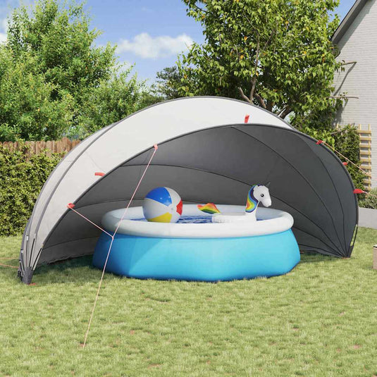 Vidaxl pooldome grijs en oranje 592 x 590 x 275 cm