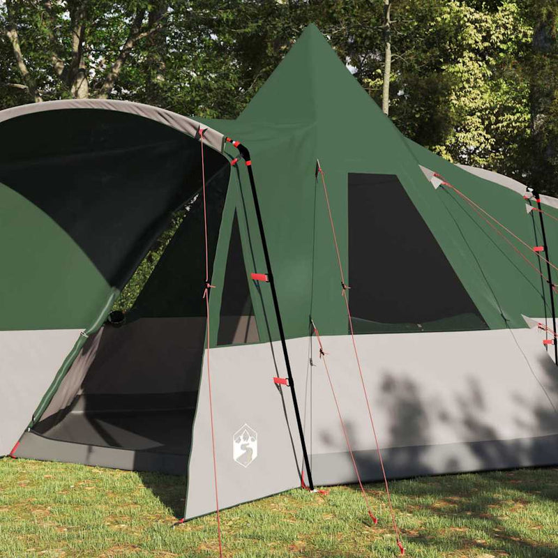 Chargez l'image dans la visionneuse de la galerie, Vidaxl teepee tent met dak met opslag groen 720 x 465 x 295 cm
