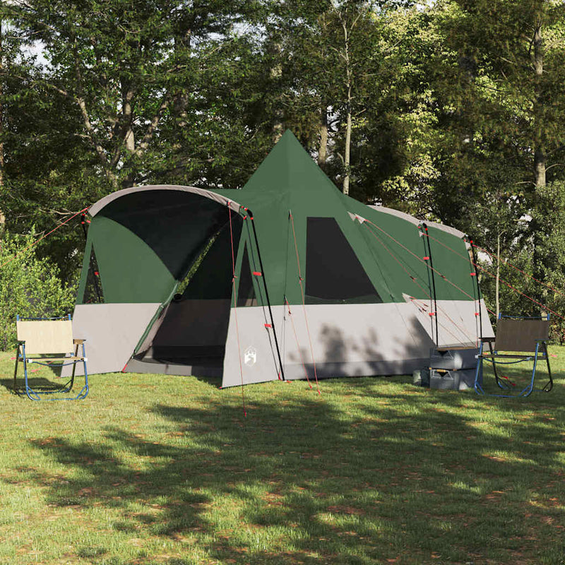 Chargez l'image dans la visionneuse de la galerie, Vidaxl teepee tent met dak met opslag groen 720 x 465 x 295 cm
