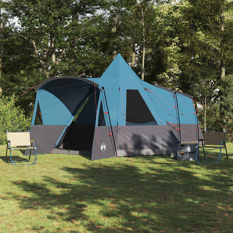 Chargez l'image dans la visionneuse de la galerie, Vidaxl teepee tent met dak met opslag blauw 720 x 465 x 295 cm
