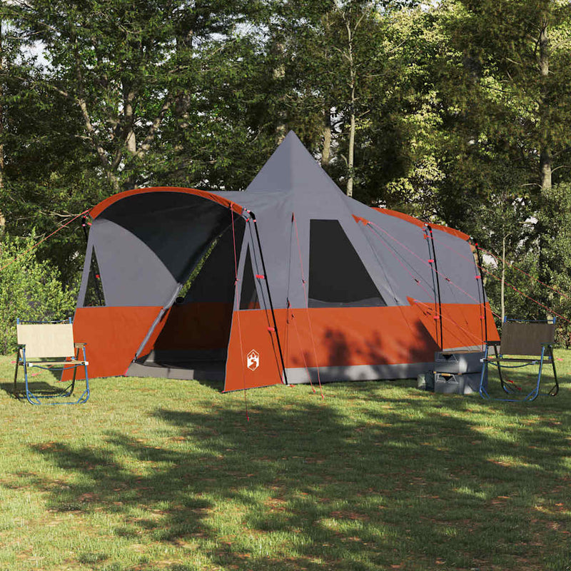 Afbeelding laden in galerijviewer, Vidaxl teepee tent met dak grijs en oranje 720 x 465 x 295 cm
