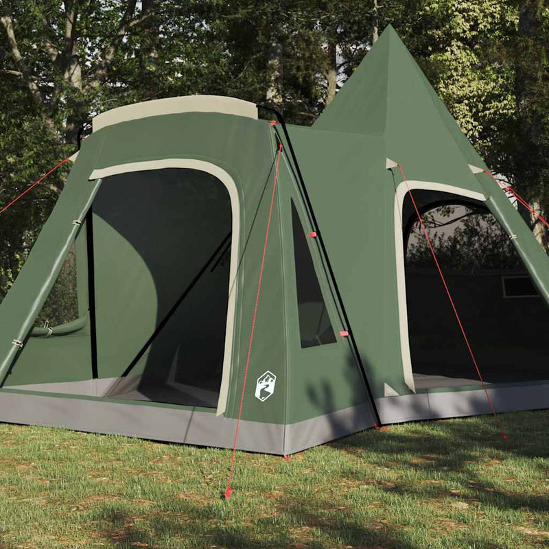 Chargez l'image dans la visionneuse de la galerie, Vidaxl teepee tent met dak met opslag groen 545 x 450 x 295 cm
