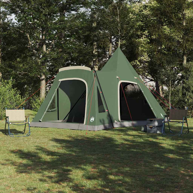 Chargez l'image dans la visionneuse de la galerie, Vidaxl teepee tent met dak met opslag groen 545 x 450 x 295 cm
