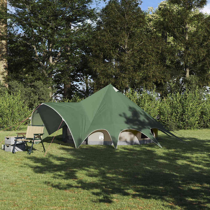 Chargez l'image dans la visionneuse de la galerie, Vidaxl teepee tent met dak groen en grijs 600 x 600 x 347 cm
