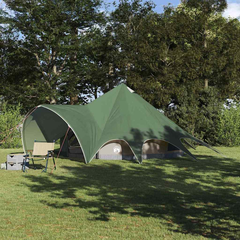 Afbeelding laden in galerijviewer, Vidaxl teepee tent met dak groen en grijs 600 x 600 x 347 cm
