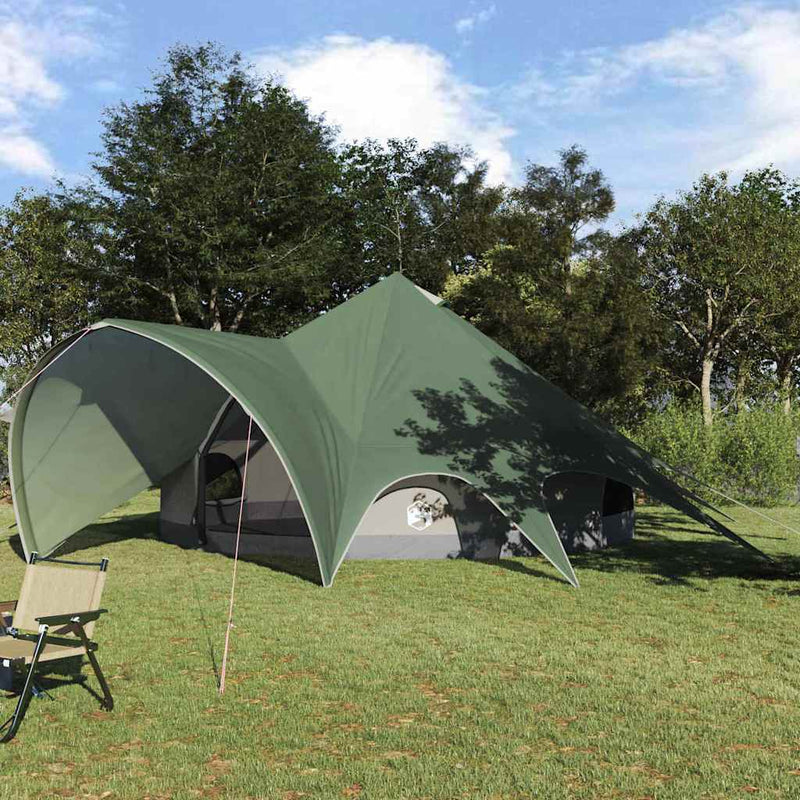 Chargez l'image dans la visionneuse de la galerie, Vidaxl teepee tent met dak groen en grijs 600 x 600 x 347 cm

