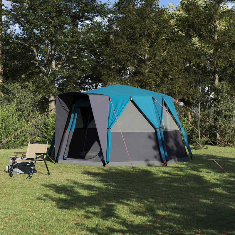 Afbeelding laden in galerijviewer, Vidaxl huisje tent met dak met opslag blauw 425 x 396 x 222 cm
