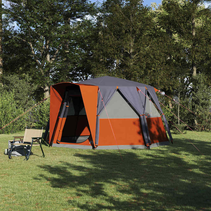 ギャラリービューアに画像をロードする, Vidaxl huisje tent met dak grijs en oranje 425 x 396 x 222 cm
