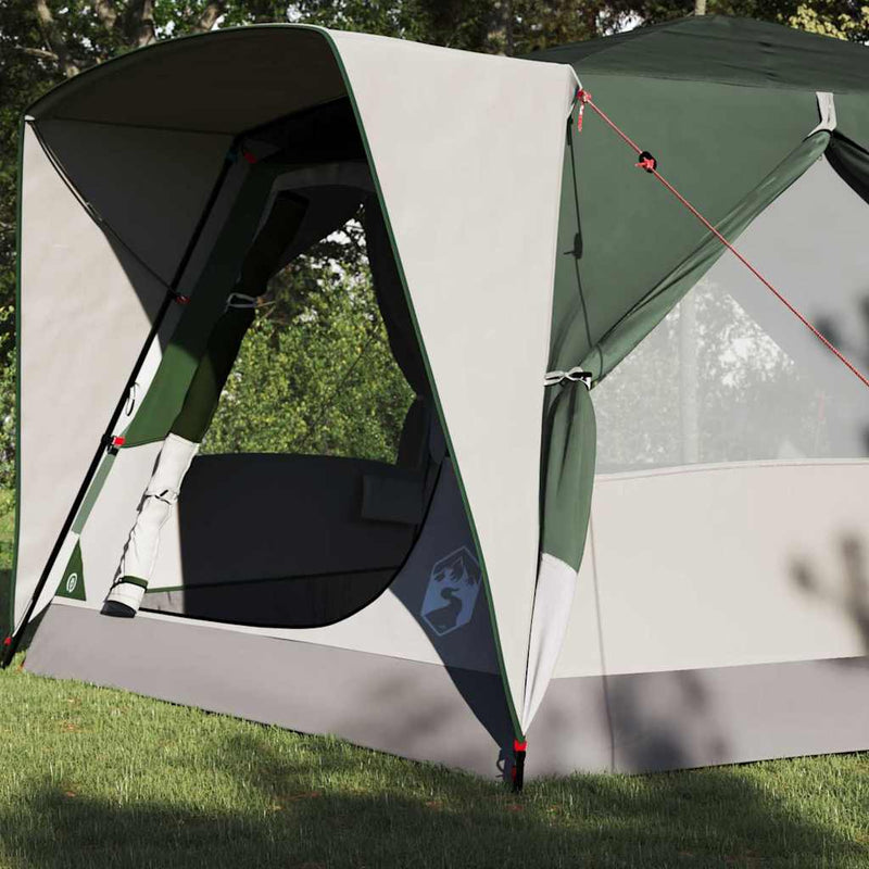 Chargez l'image dans la visionneuse de la galerie, Vidaxl huisje tent met dak met opslag groen 400 x 350 x 212 cm
