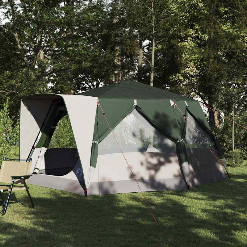 Chargez l'image dans la visionneuse de la galerie, Vidaxl huisje tent met dak met opslag groen 400 x 350 x 212 cm

