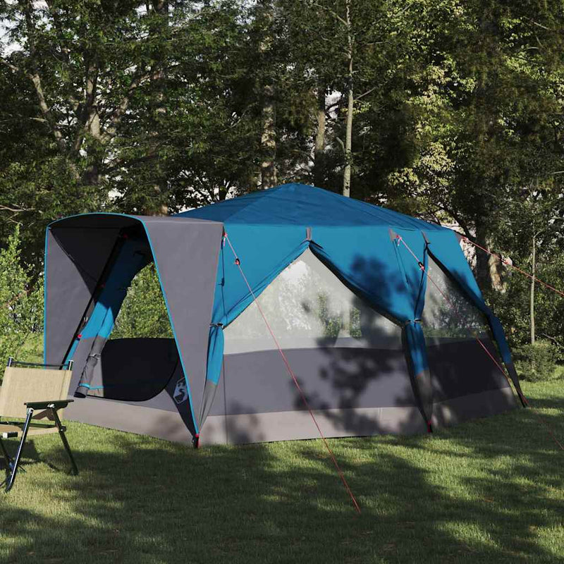 Chargez l'image dans la visionneuse de la galerie, Vidaxl huisje tent met dak met opslag blauw 400 x 350 x 212 cm
