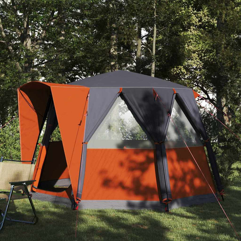 Afbeelding laden in galerijviewer, Vidaxl huisje tent met dak grijs en oranje 320 x 320 x 203 cm
