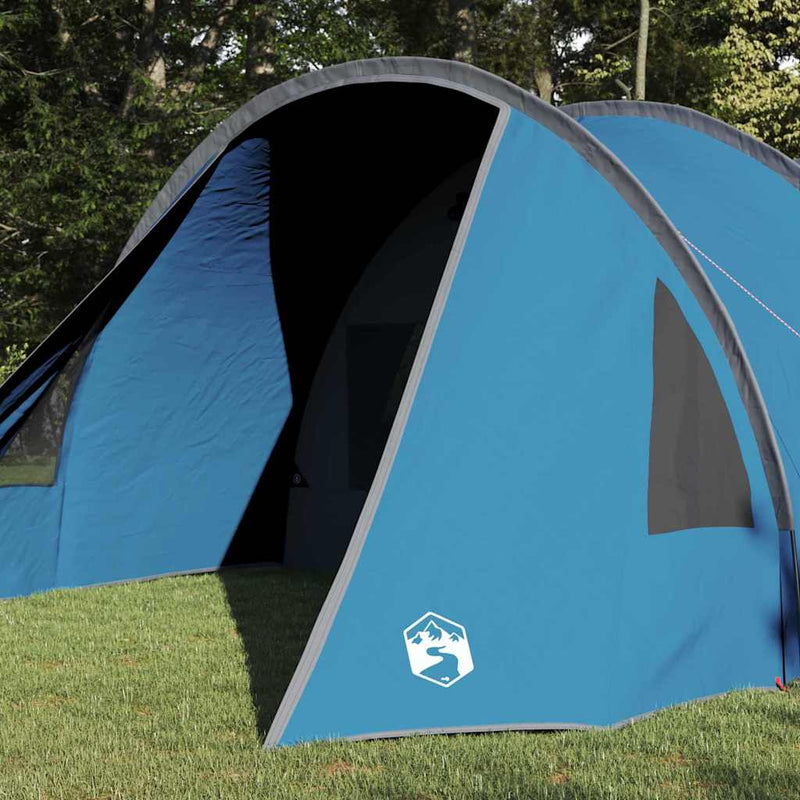Afbeelding laden in galerijviewer, Vidaxl tunneltent met dak met opslag blauw en grijs 778 x 356 x 210 cm
