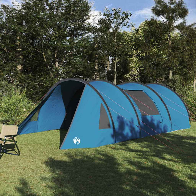 Afbeelding laden in galerijviewer, Vidaxl tunneltent met dak met opslag blauw en grijs 778 x 356 x 210 cm
