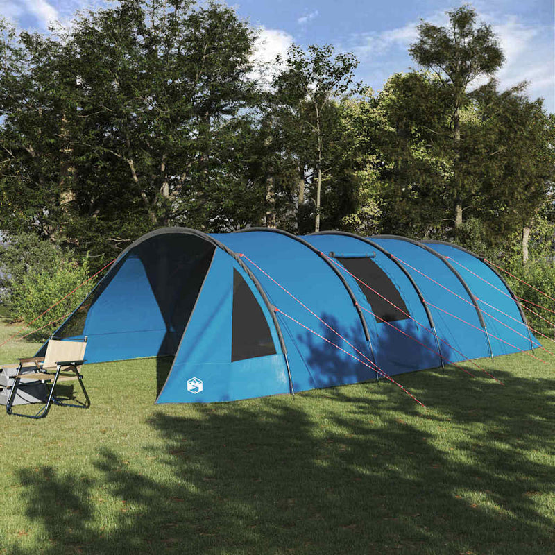 Afbeelding laden in galerijviewer, Vidaxl tunneltent met dak met opslag blauw en grijs 778 x 356 x 210 cm
