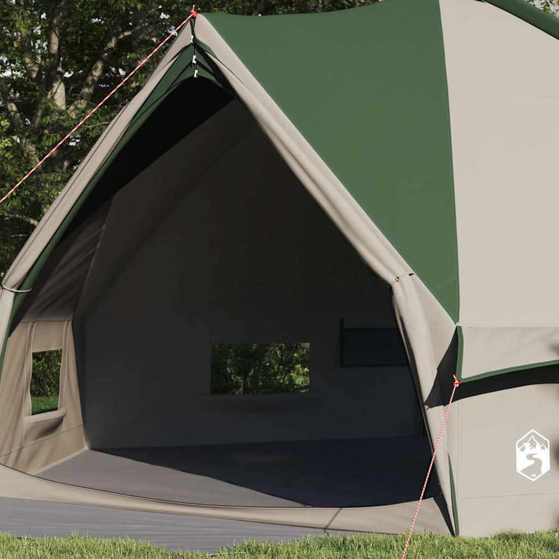 Afbeelding laden in galerijviewer, Vidaxl teepee tent met dak met opslag groen en wit 490 x 410 x 210 cm
