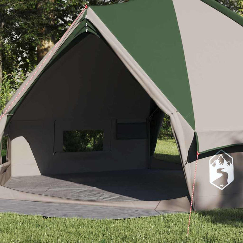 Afbeelding laden in galerijviewer, Vidaxl teepee tent met dak met opslag groen en wit 490 x 410 x 210 cm

