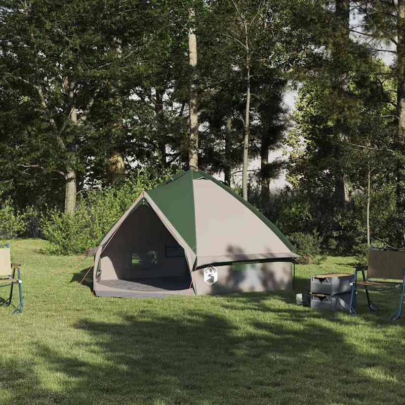 Afbeelding laden in galerijviewer, Vidaxl teepee tent met dak groen en grijs 490 x 410 x 210 cm
