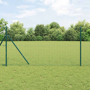 Vidaxl ingegraven hekpalen 7 st groen gepoedercoat staal