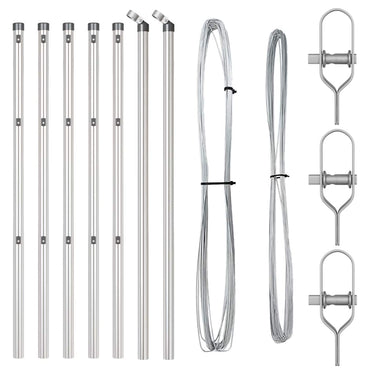 Vidaxl afrasteringspaal 7 pcs zilver staal