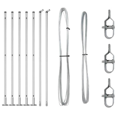 Vidaxl afrasteringspaal 7 pcs zilver staal