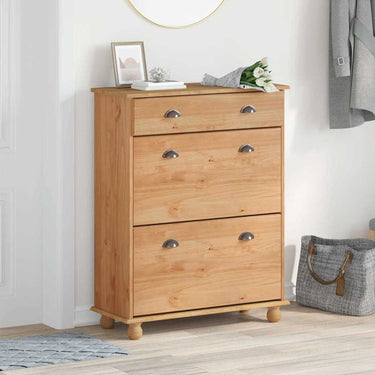 Vidaxl schoenenkast askim bruin 85 x 35 x 108 cm massief grenenhout