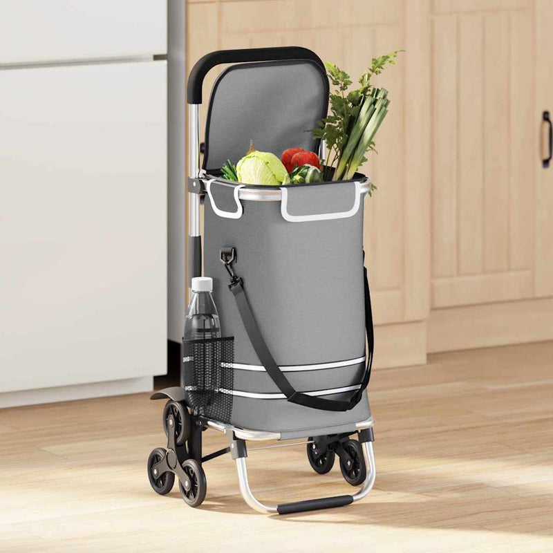 Chargez l'image dans la visionneuse de la galerie, Vidaxl winkel trolley grijs 47 x 39 x 100,5 cm oxford stof
