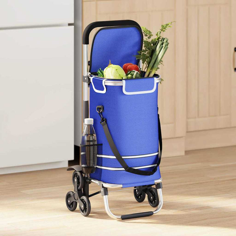 Afbeelding laden in galerijviewer, Vidaxl winkel trolley blauw 47 x 39 x 100,5 cm oxford stof

