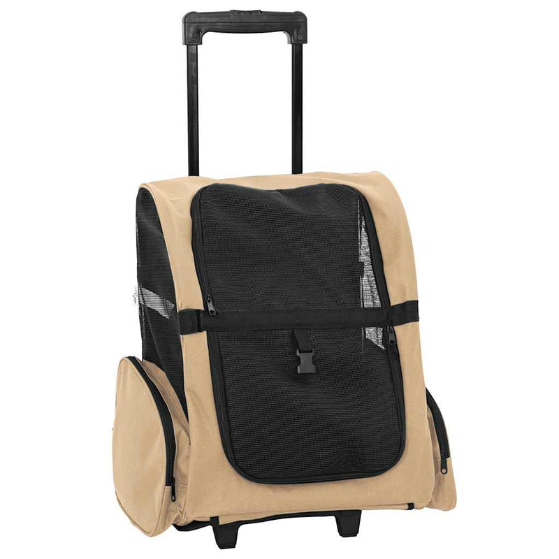 Afbeelding laden in galerijviewer, Vidaxl huisdierentrolley 3-in-1 48x32x(57-106) cm oxford stof zandkleurig
