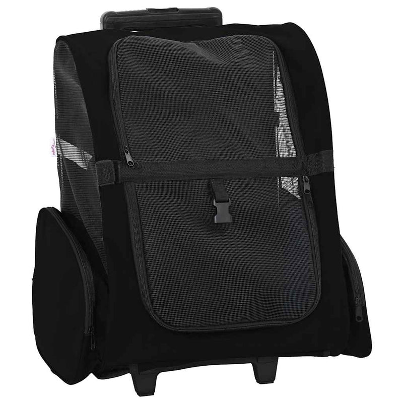 Afbeelding laden in galerijviewer, Vidaxl huisdierentrolley 3-in-1 48x32x(57-106) cm oxford stof zwart
