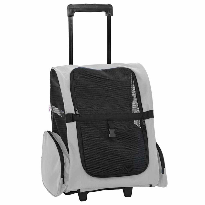 ギャラリービューアに画像をロードする, Vidaxl huisdierentrolley 3-in-1 48x32x(57-106) cm oxford stof grijs
