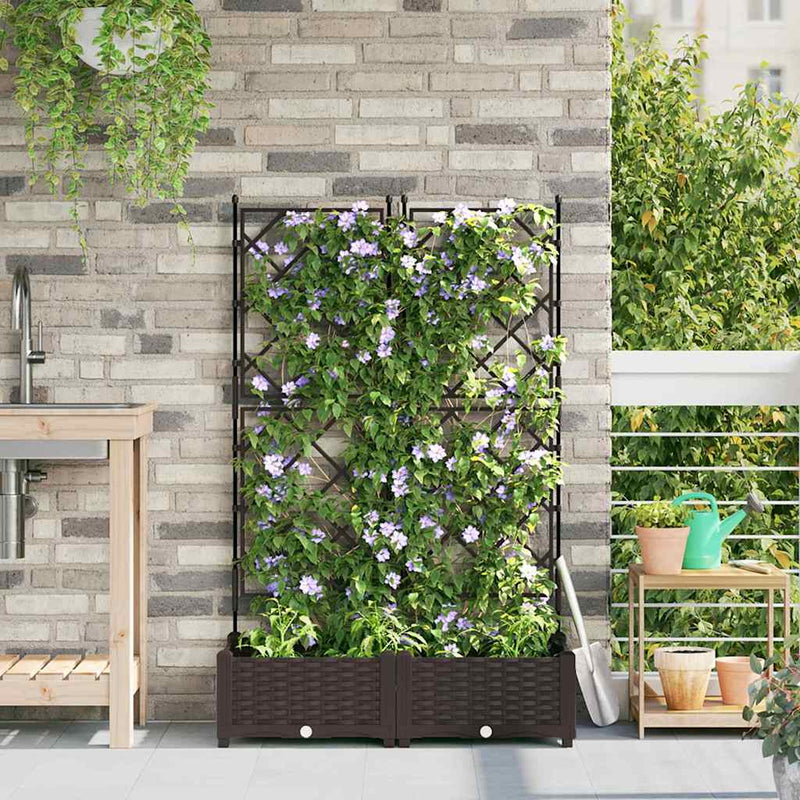 Afbeelding laden in galerijviewer, Vidaxl tuin bloempot 2 pcs bruin 80 x 40 x 125,5 cm staal
