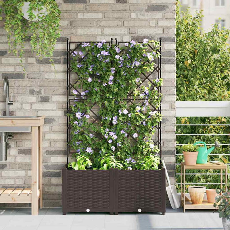 ギャラリービューアに画像をロードする, Vidaxl tuin bloempot 2 pcs bruin 80 x 40 x 143 cm staal
