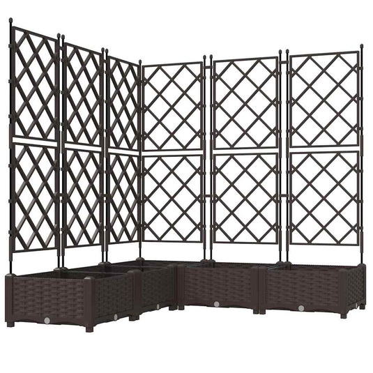 Vidaxl tuin bloempot 5 pcs bruin 120 x 120 x 125,5 cm staal