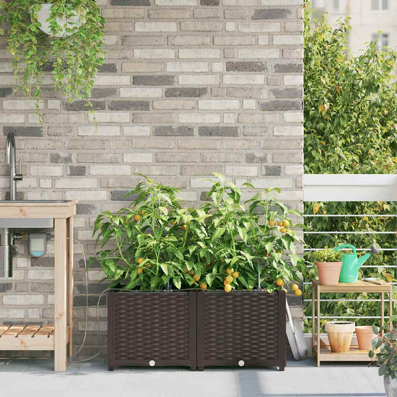 Afbeelding laden in galerijviewer, Vidaxl tuin bloempot 2 pcs bruin staal
