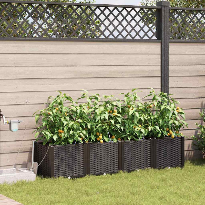 Afbeelding laden in galerijviewer, Vidaxl tuin bloempot 4 pcs bruin staal
