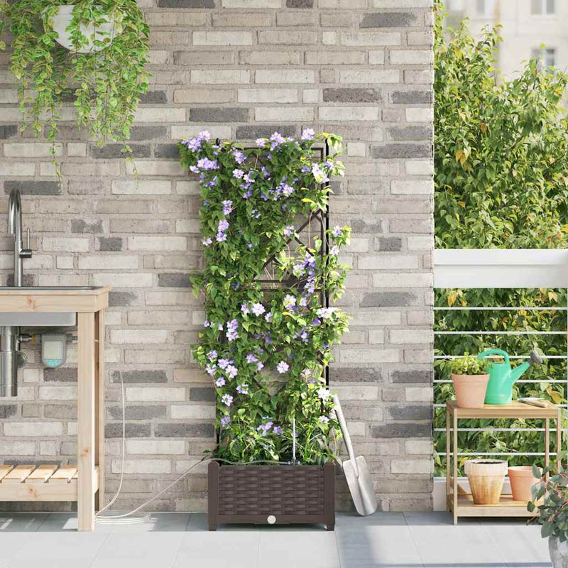 Afbeelding laden in galerijviewer, Vidaxl tuin bloempot bruin 40 x 40 x 126 cm staal
