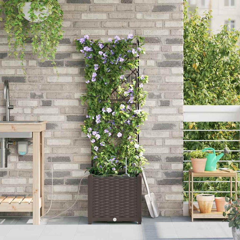 Afbeelding laden in galerijviewer, Vidaxl tuin bloempot bruin 40 x 40 x 142 cm staal
