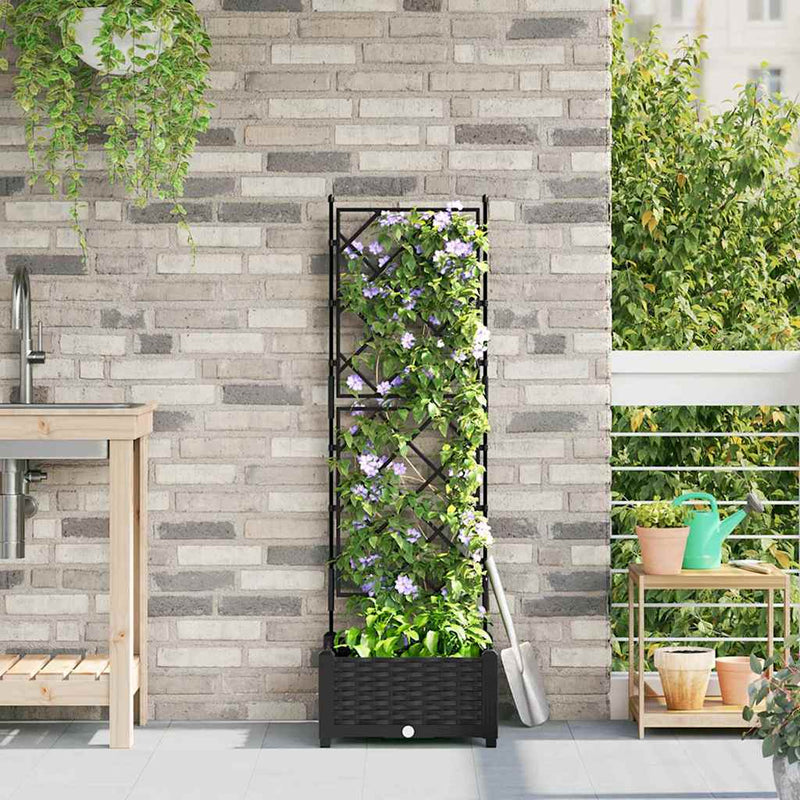 Afbeelding laden in galerijviewer, Vidaxl tuin bloempot zwart 40 x 40 x 125,5 cm staal
