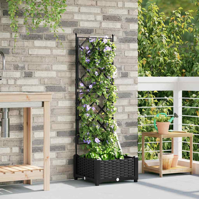 Afbeelding laden in galerijviewer, Vidaxl tuin bloempot zwart 40 x 40 x 125,5 cm staal
