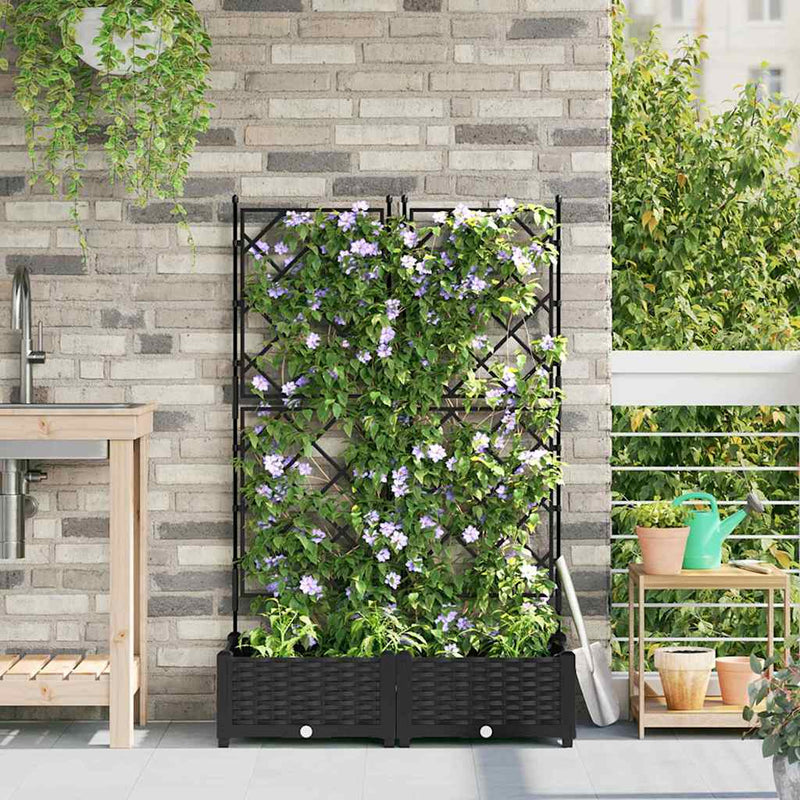 Afbeelding laden in galerijviewer, Vidaxl tuin bloempot 2 pcs zwart 80 x 40 x 125,5 cm staal
