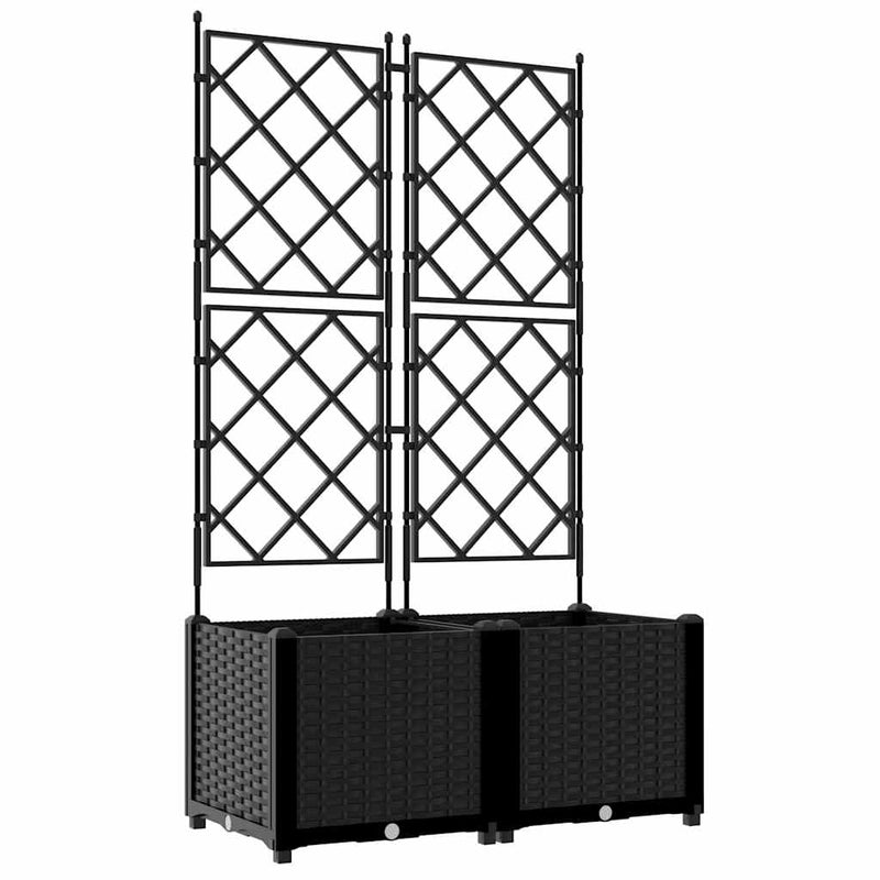 Chargez l'image dans la visionneuse de la galerie, Vidaxl tuin bloempot 2 pcs zwart 80 x 40 x 143 cm staal
